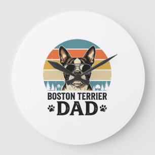 Boston Terrier Vater Vintage Hundeliebhaber Design Große Wanduhr