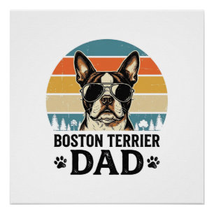 Boston Terrier Vater Vintage Hundeliebhaber Design Poster
