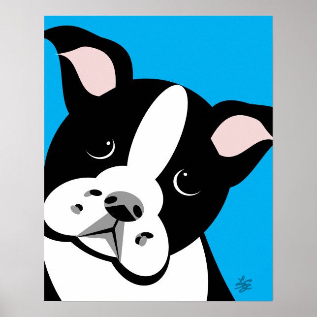 Boston Terrier Vector Portrait Poster (Vorne)