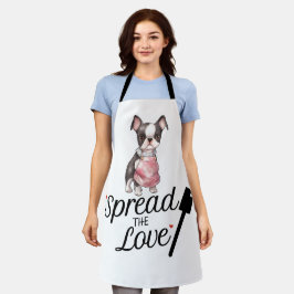 Boston Terrier verbreitete die Liebe Schürze