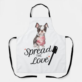 Boston Terrier verbreitete die Liebe Schürze