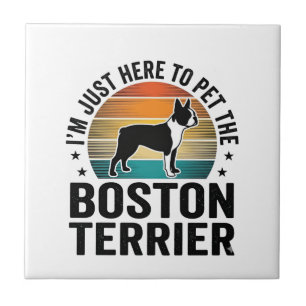 Boston Terrier Vintage Haustierliebhaber-Shirt-Des Fliese