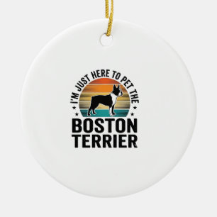 Boston Terrier Vintage Haustierliebhaber-Shirt-Des Keramik Ornament