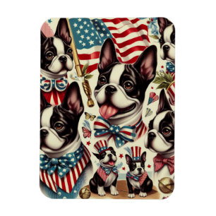 Boston-Terrier Vintage-nahtlose Illustration Magnet