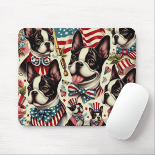 Boston-Terrier Vintage-nahtlose Illustration Mousepad