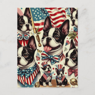 Boston Terrier Vintage nahtlose Illustration Postkarte