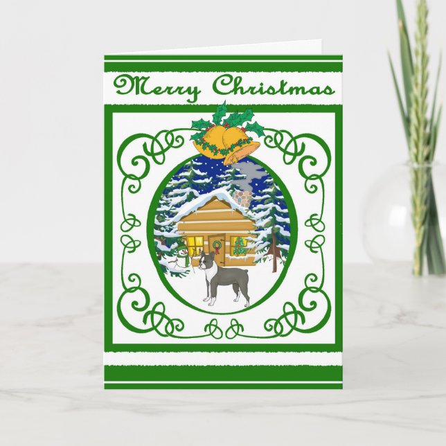 Boston Terrier Vintage Weihnachten (Vorderseite)