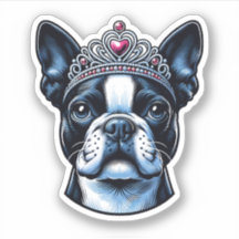 Boston Terrier Vinyl Sticker - Königin