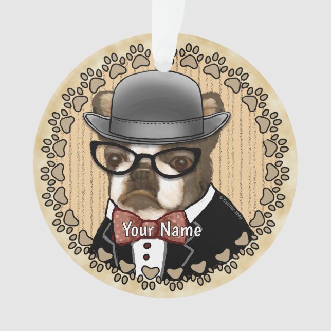 Boston Terrier Wearing Glasses Ornament (Vorderseite)