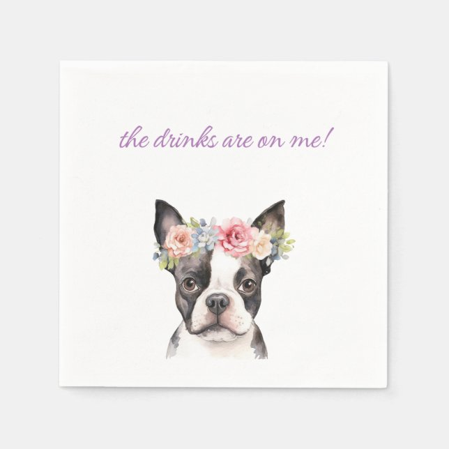 Boston Terrier Wedding Napkin Serviette (Vorderseite)