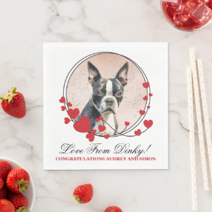 Boston Terrier Wedding Napkins mit Hogs Foto Serviette