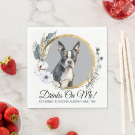 Boston Terrier Wedding Napkins mit Hogs Foto Serviette