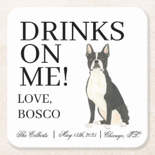 Boston Terrier Wedding Rechteckiger Pappuntersetzer