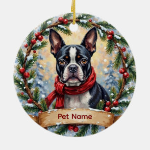 Boston Terrier Weihnachten Keramik Ornament