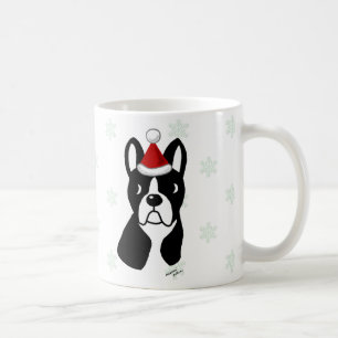 Boston-Terrier-WeihnachtsCartoon-Schneeflocke Kaffeetasse
