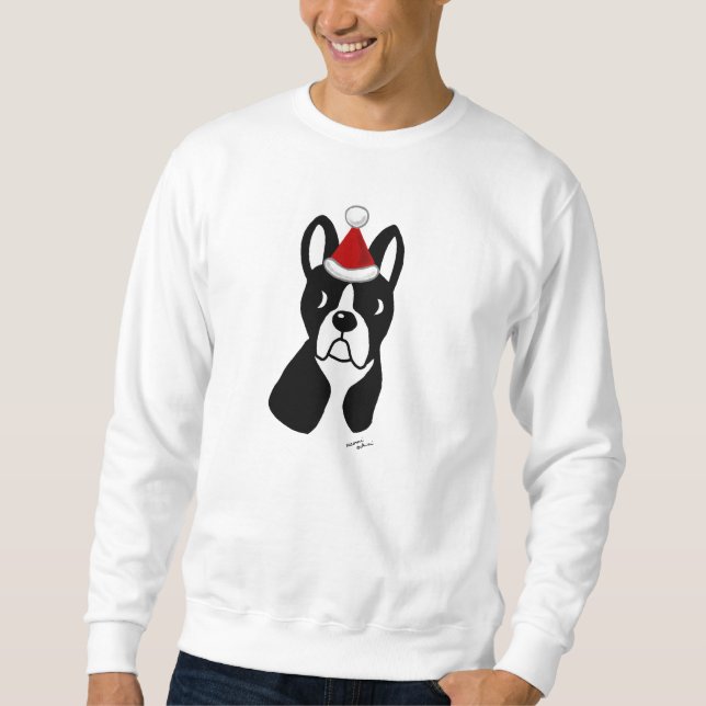 Boston-Terrier-WeihnachtsCartoon Sweatshirt (Vorderseite)