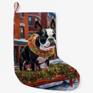 Boston Terrier Weihnachtsfeiertage Kleiner Weihnachtsstrumpf