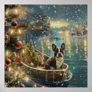Boston Terrier Weihnachtsfeiertage Poster