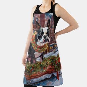 Boston Terrier Weihnachtsfeiertage Schürze