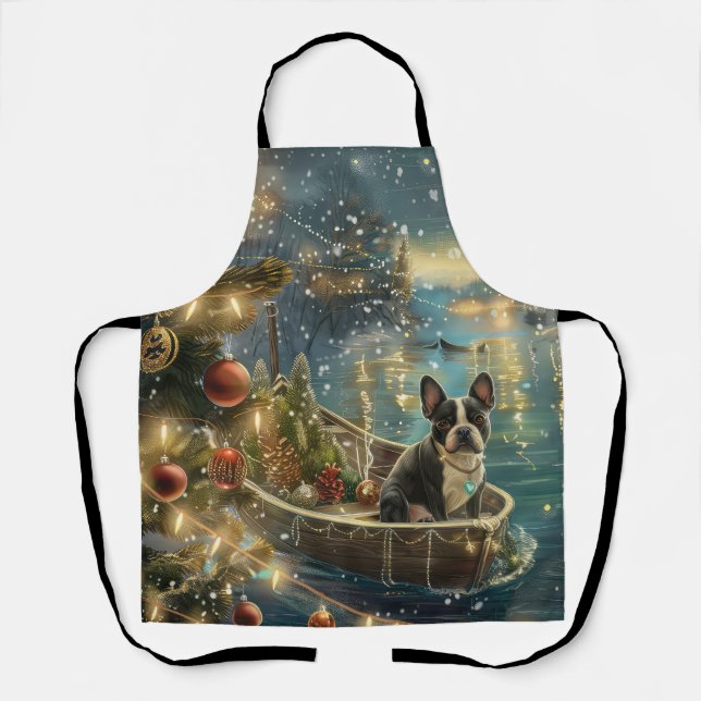 Boston Terrier Weihnachtsfeiertage Schürze (Vorderseite)