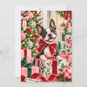 Boston Terrier Weihnachtsgeschenk Flachkarte