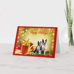 Boston Terrier Weihnachtsgeschenke Grußkarte Feiertagskarte