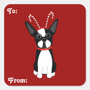 Boston Terrier Weihnachtsgeschenke Stickers