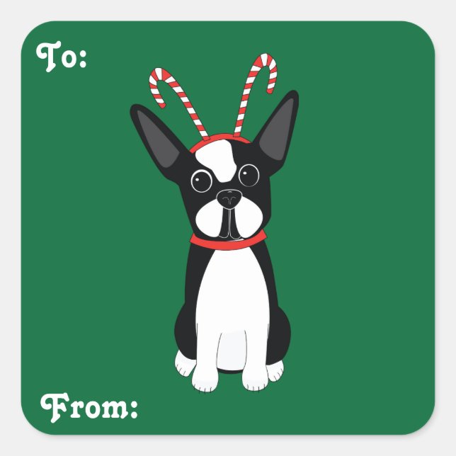 Boston Terrier Weihnachtsgeschenke Stickers (Vorderseite)