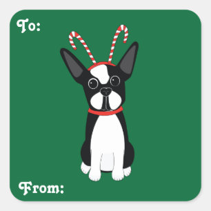 Boston Terrier Weihnachtsgeschenke Stickers