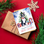 Boston Terrier Weihnachtsgrüße für Hunde Postkarte<br><div class="desc">Boston Terrier Frohe Weihnachtsgrüße für Hunde Menschen,  Aquarell niedlich Boston Terrier Welpe von Geschenkboxen und Weihnachtsbaum,  Weihnachtspostkarte für Hundefreunde</div>