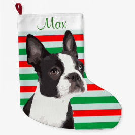 Boston-Terrier-Weihnachtshaustier-Strumpf Großer Weihnachtsstrumpf