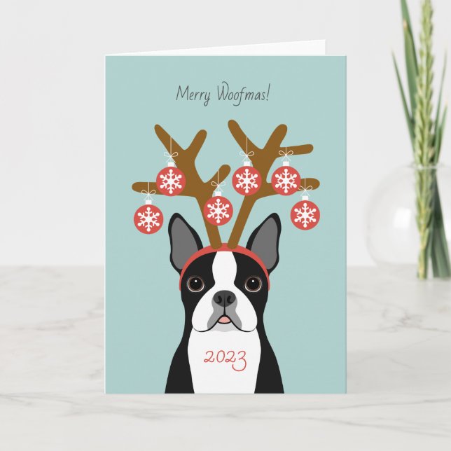 Boston Terrier Weihnachtskarte Feiertagskarte (Vorderseite)