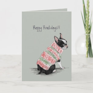 Boston Terrier Weihnachtskarte Feiertagskarte