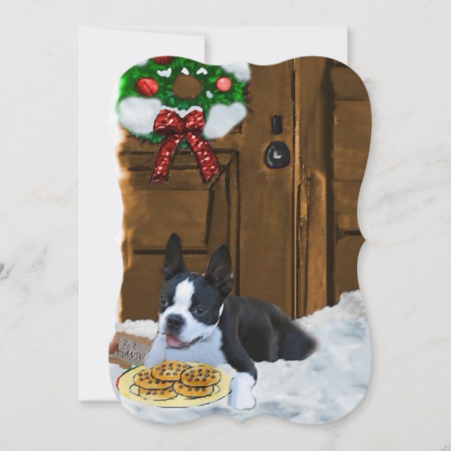 Boston Terrier Weihnachtskarten Feiertagskarte (Vorderseite)