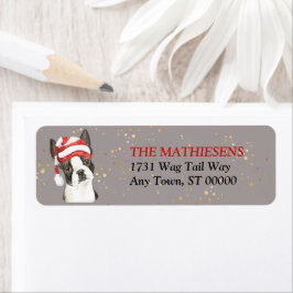 Boston Terrier Weihnachtsmannmütze Address Label
