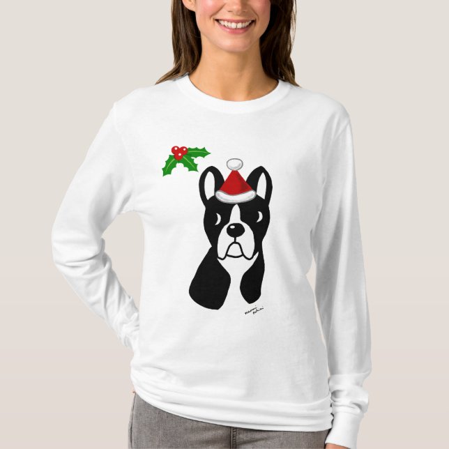 Boston-Terrier-WeihnachtsT-Shirt T-Shirt (Vorderseite)