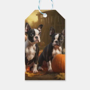 Boston Terrier Welpe Autumn Delight Pumpkin Geschenkanhänger