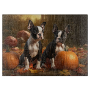 Boston Terrier Welpe Autumn Delight Pumpkin Schneidebrett