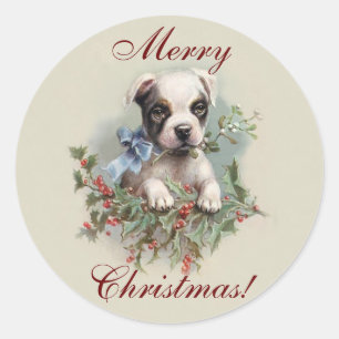 Boston-Terrier-Welpe - niedlicher Runder Aufkleber