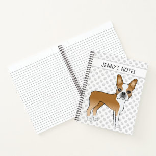 Boston Terrier Welpe Süßer Cartoon-Hund & Benutzer Notizbuch