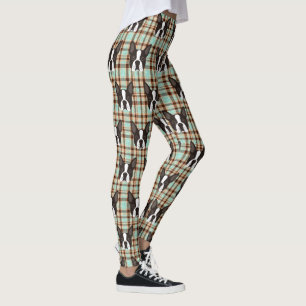 Boston-Terrier-Welpen-HundeTartan kariert Leggings