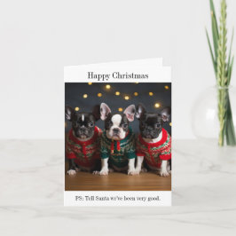 Boston Terrier Welppies Christmas Card Karte
