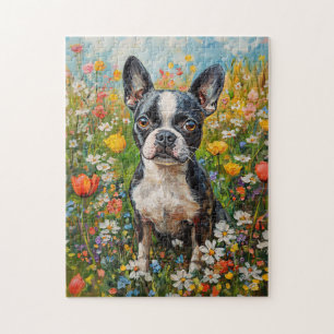 Boston Terrier Wildblume Field Puzzle
