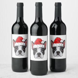 Boston Terrier Wine Sticker Funny Novelty Geschenk Weinetikett