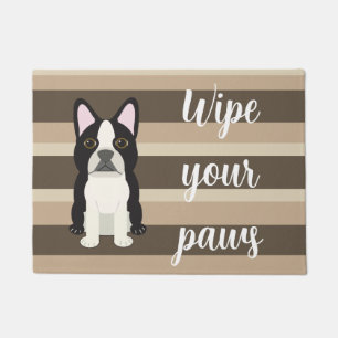 Boston Terrier Wisch deine Pfoten Neutrale gestrei Fußmatte