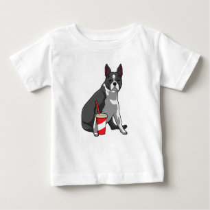 Boston Terrier with Drink Baby T-shirt