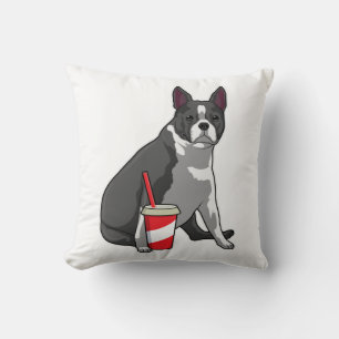 Boston Terrier with Drink Kissen