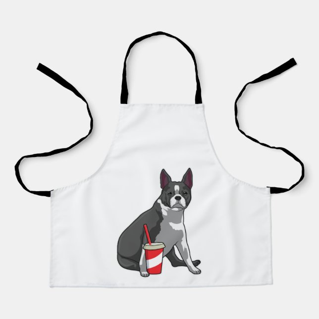 Boston Terrier with Drink Schürze (Vorderseite)