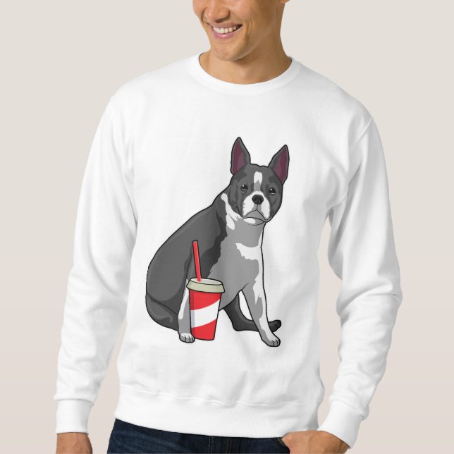 Boston Terrier with Drink Sweatshirt (Vorderseite)
