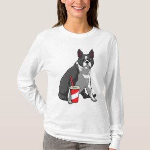 Boston Terrier with Drink T-Shirt